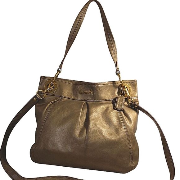 Vintage Coach Ashley Gray Metallic Leather Shoulder Crossbody Bag - Picture 1 of 11